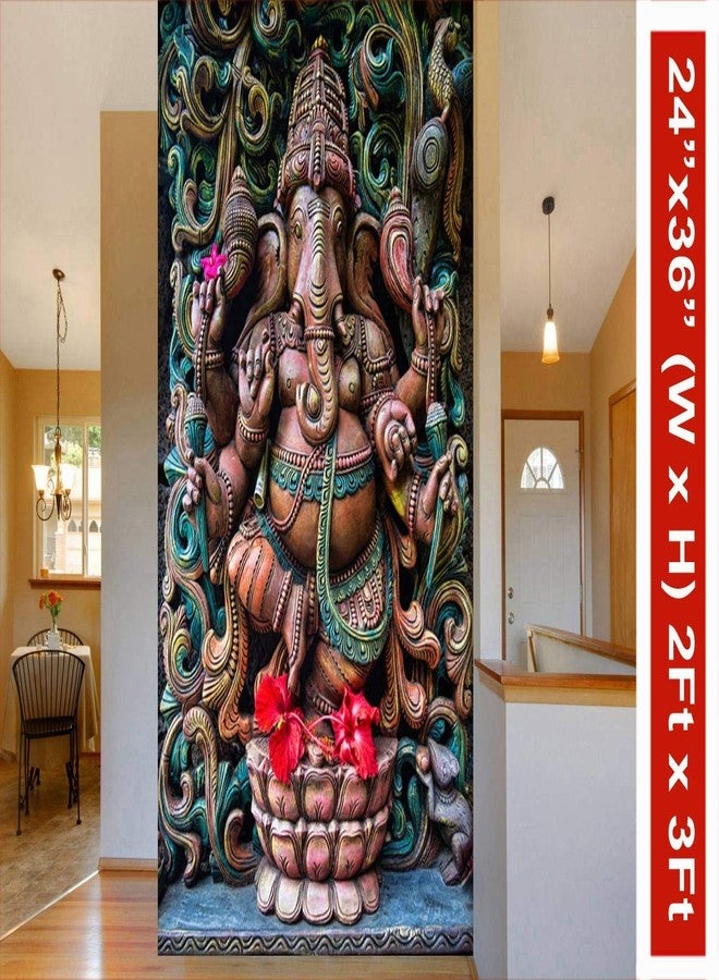 999STORE متجر 999STORE يقدم أحدث ملصقات الجدران ثلاثية الأبعاد للأبواب وغرف المعيشة وغرف النوم وقاعات المنزل، ورق جدران ثلاثي الأبعاد بتصميم غانيشا، ورق جدران جداري (فينيل ذاتي اللصق 24 × 36 بوصة) NonW230987 - Image 3